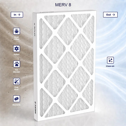 Filtration information on a MERV 8 furnace filter
