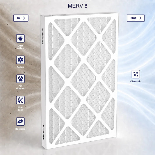 Filtration information on a MERV 8 furnace filter